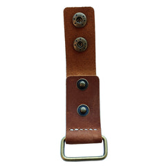 MEEBOY Universal Heavy Duty Double Button Handmade Leather Key Chain, Metal Square Buckle Keychain