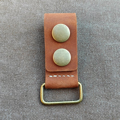 MEEBOY Universal Heavy Duty Double Button Handmade Leather Key Chain, Metal Square Buckle Keychain