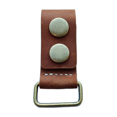 MEEBOY Universal Heavy Duty Double Button Handmade Leather Key Chain, Metal Square Buckle Keychain