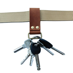MEEBOY Handmade Leather Belt Loop Key Keeper, Leather Key Chain with Weighted Square Buckle