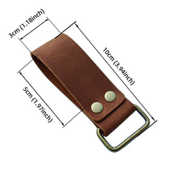 MEEBOY Handmade Leather Belt Loop Key Keeper, Leather Key Chain with Weighted Square Buckle