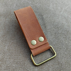 MEEBOY Handmade Leather Belt Loop Key Keeper, Leather Key Chain with Weighted Square Buckle