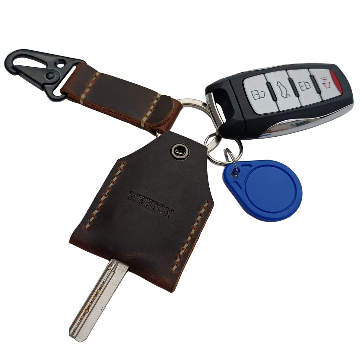 MEEBOY Leather Key Sleeve Key Ring Holder Vintage Cover Protective Key Case Covers Key protector handmade Keys Organizer