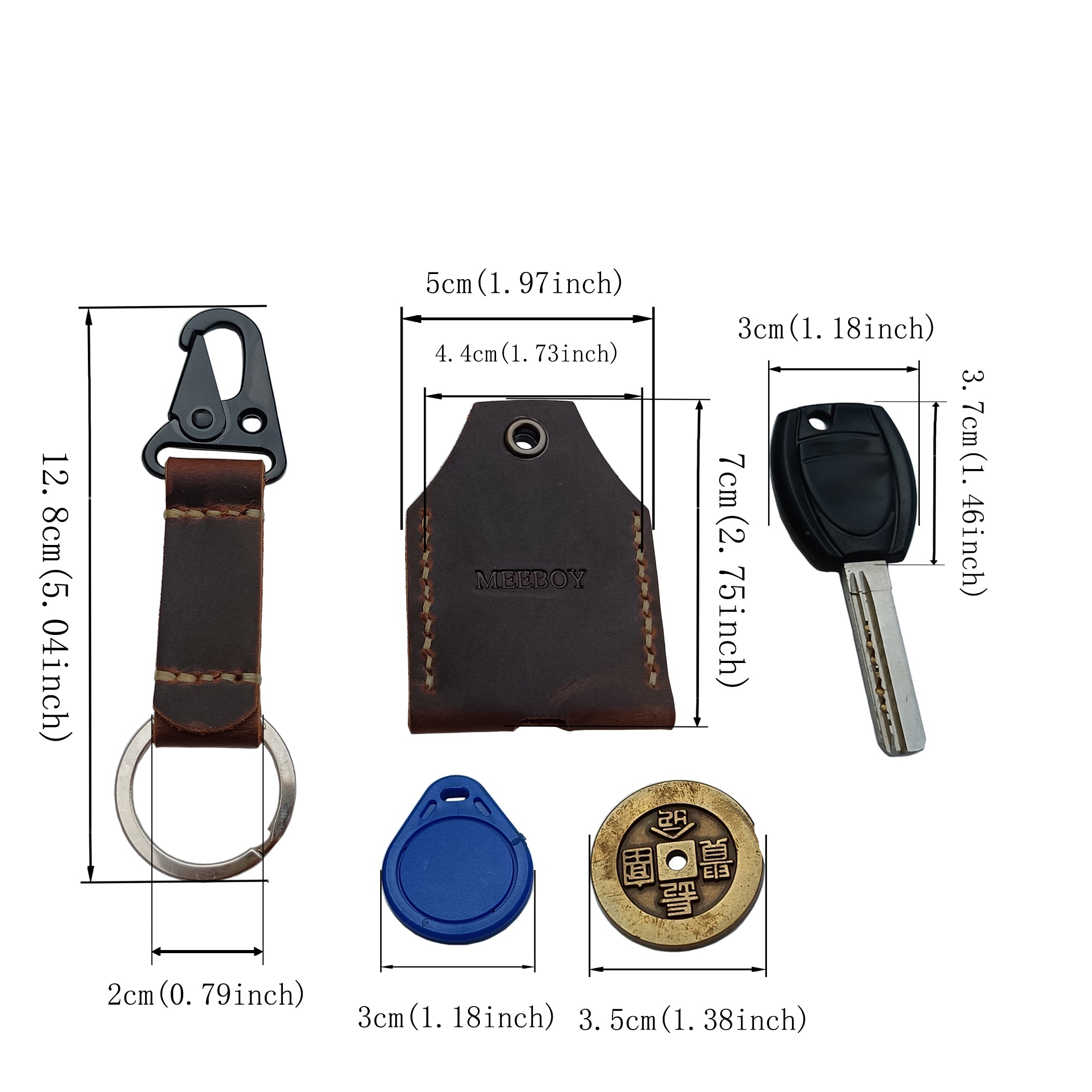 MEEBOY Leather Key Sleeve Key Ring Holder Vintage Cover Protective Key Case Covers Key protector handmade Keys Organizer