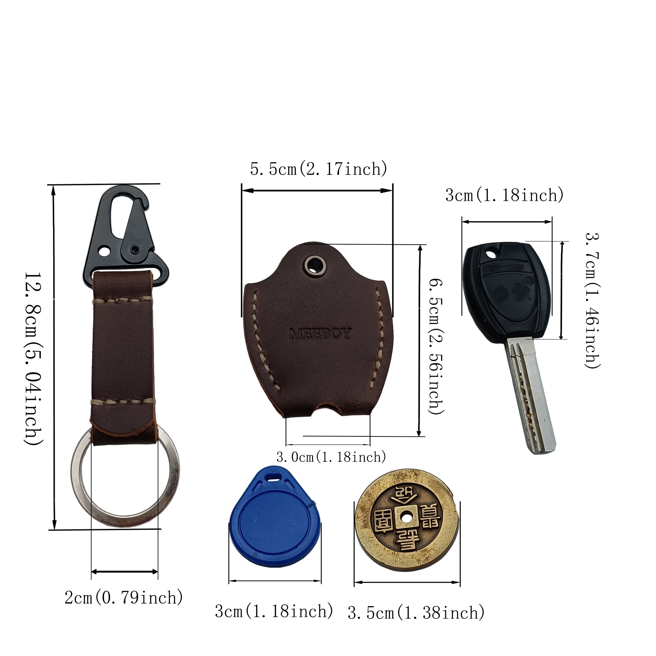 MEEBOY handmade leather car key sleeve for broken key car key cover for men and women