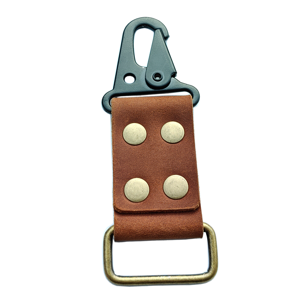 MEEBOY Small Handmade Heavy Duty Key ring holder, 4 Rivets Fixed Widened Leather Carabiner Keys