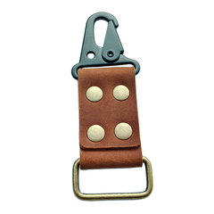 MEEBOY Small Handmade Heavy Duty Key ring holder, 4 Rivets Fixed Widened Leather Carabiner Keys