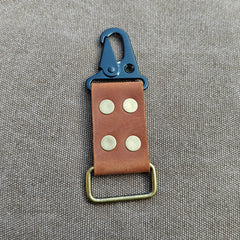 MEEBOY Small Handmade Heavy Duty Key ring holder, 4 Rivets Fixed Widened Leather Carabiner Keys