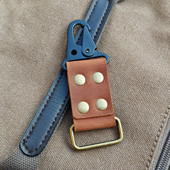 MEEBOY Small Handmade Heavy Duty Key ring holder, 4 Rivets Fixed Widened Leather Carabiner Keys