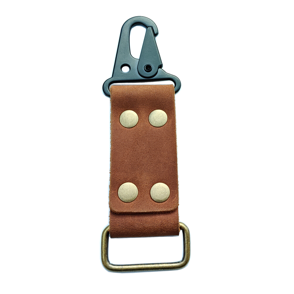 MEEBOY Large Handmade Heavy Duty Key ring holder, 4 Rivets Fixed Widened Leather Carabiner Keys