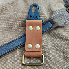 MEEBOY Large Handmade Heavy Duty Key ring holder, 4 Rivets Fixed Widened Leather Carabiner Keys