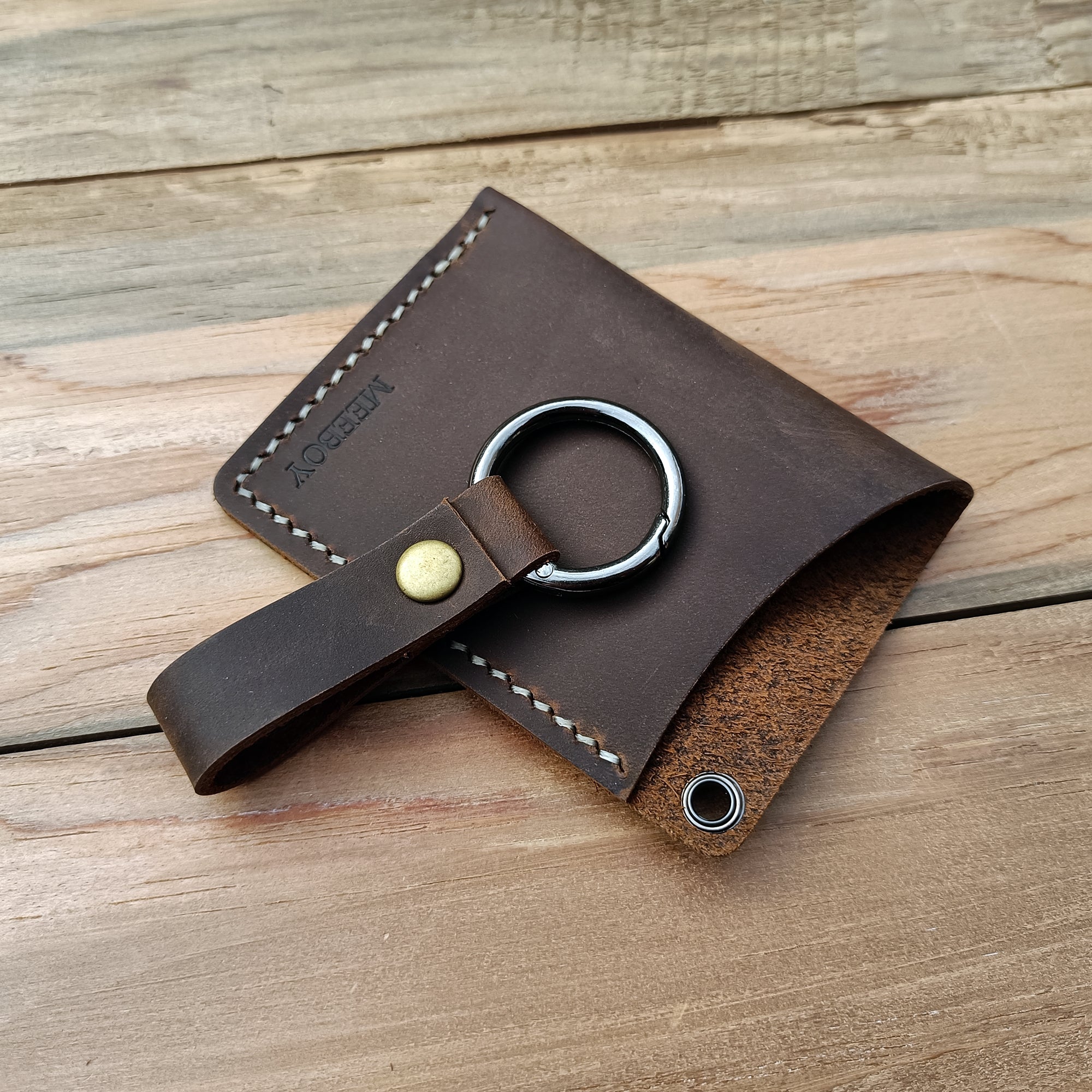 MEEBOY Handmade  leather business card holder Front Pocket Card Wallet bank card case Easy to carry