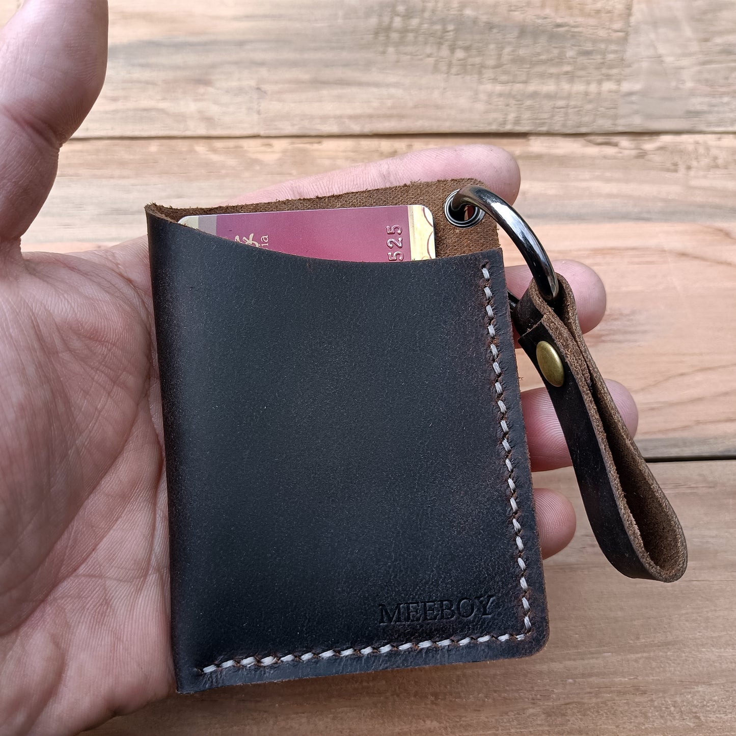 Handmade leather bank card wallet for men and women Front Pocket Card Wallet