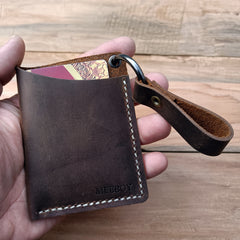 MEEBOY Handmade  leather business card holder Front Pocket Card Wallet bank card case Easy to carry