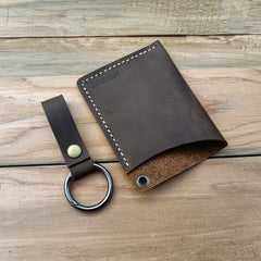 MEEBOY Handmade  leather business card holder Front Pocket Card Wallet bank card case Easy to carry