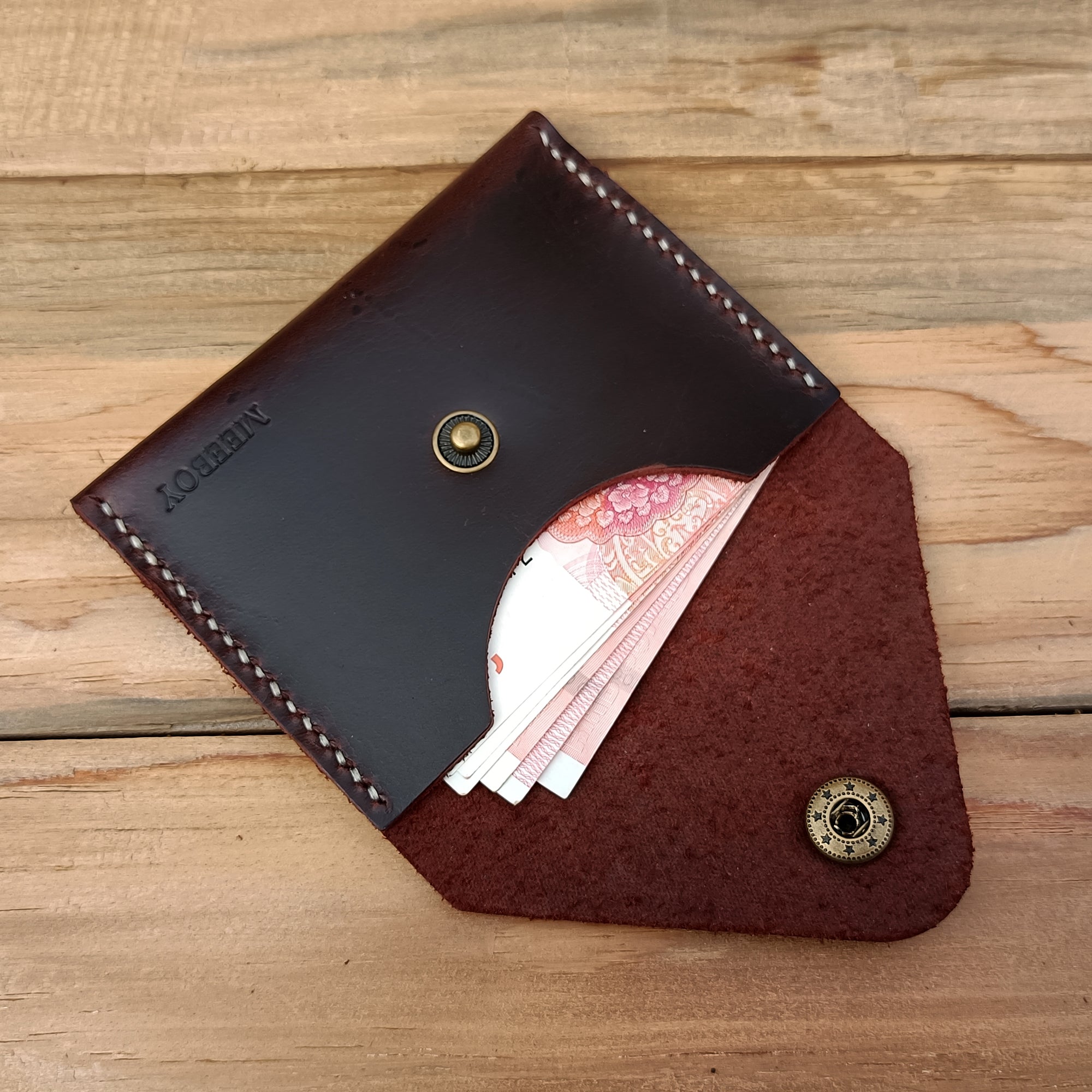 MEEBOY Handmade Leather credit card holder and coin purse,  thin wallet, slim wallet, handmade pouch