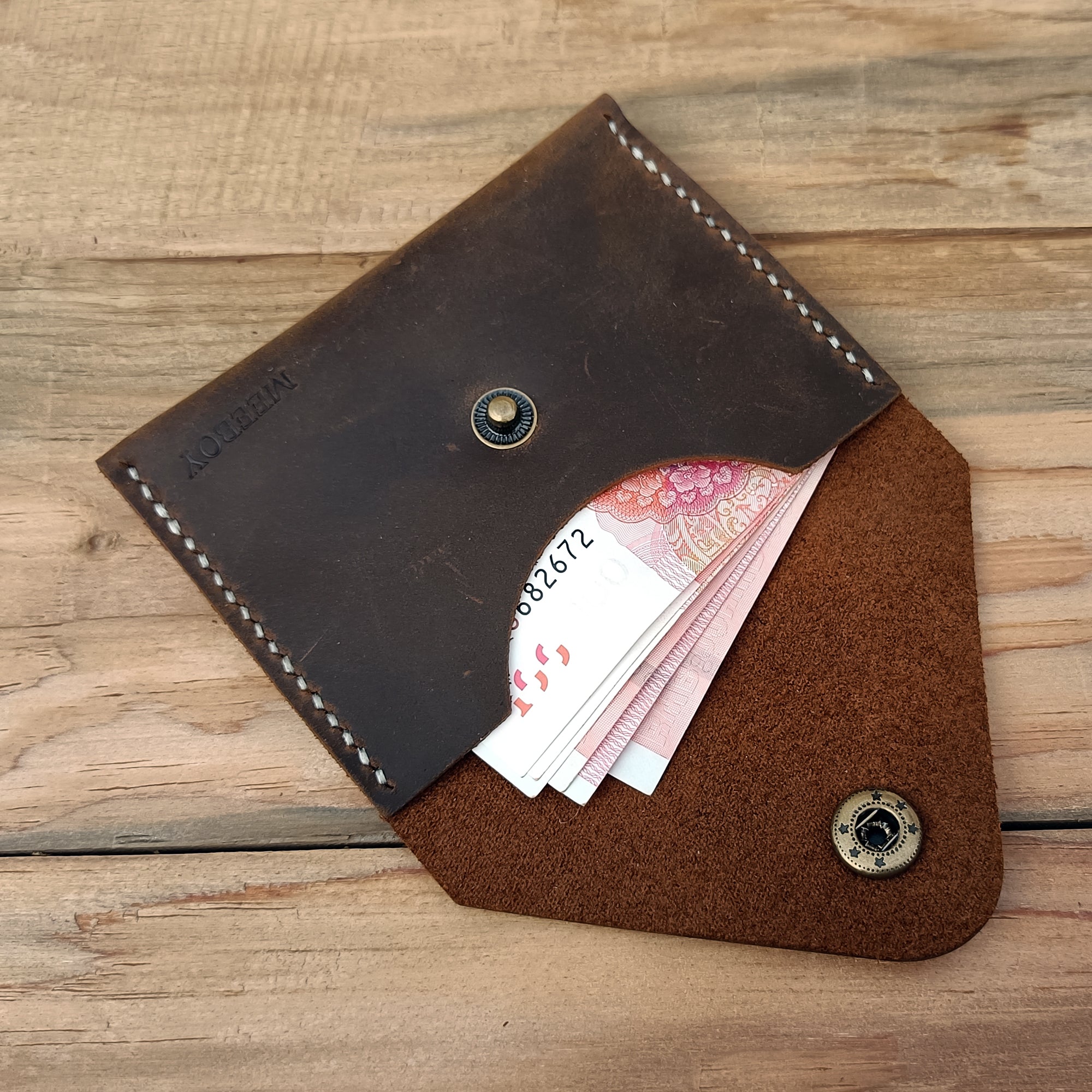 MEEBOY Handmade Business Credit ID Card Case Card holder Pocket  ,Credit Card Holder Slim Wallet Leather front pocket Wallet