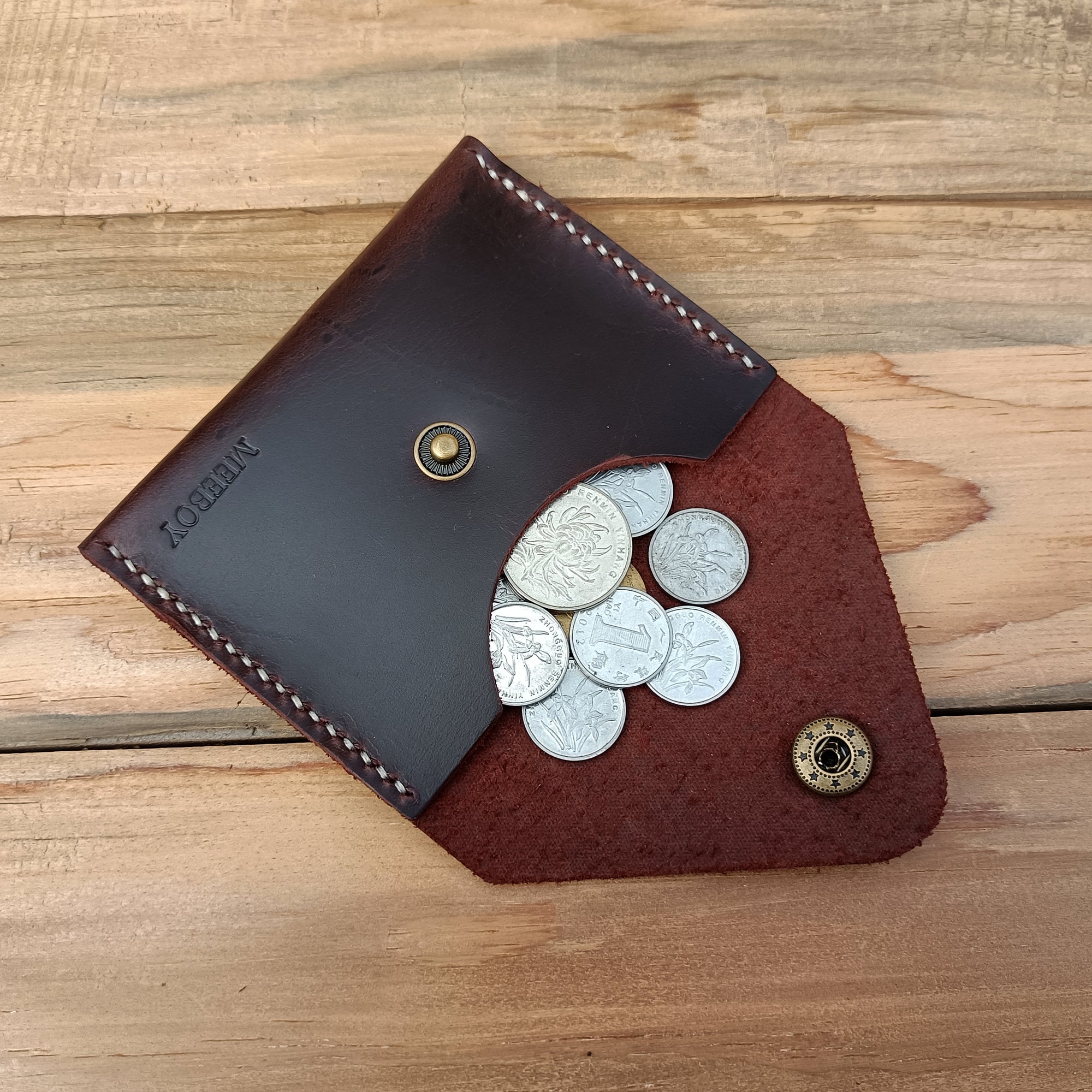 MEEBOY Handmade Leather credit card holder and coin purse,  thin wallet, slim wallet, handmade pouch