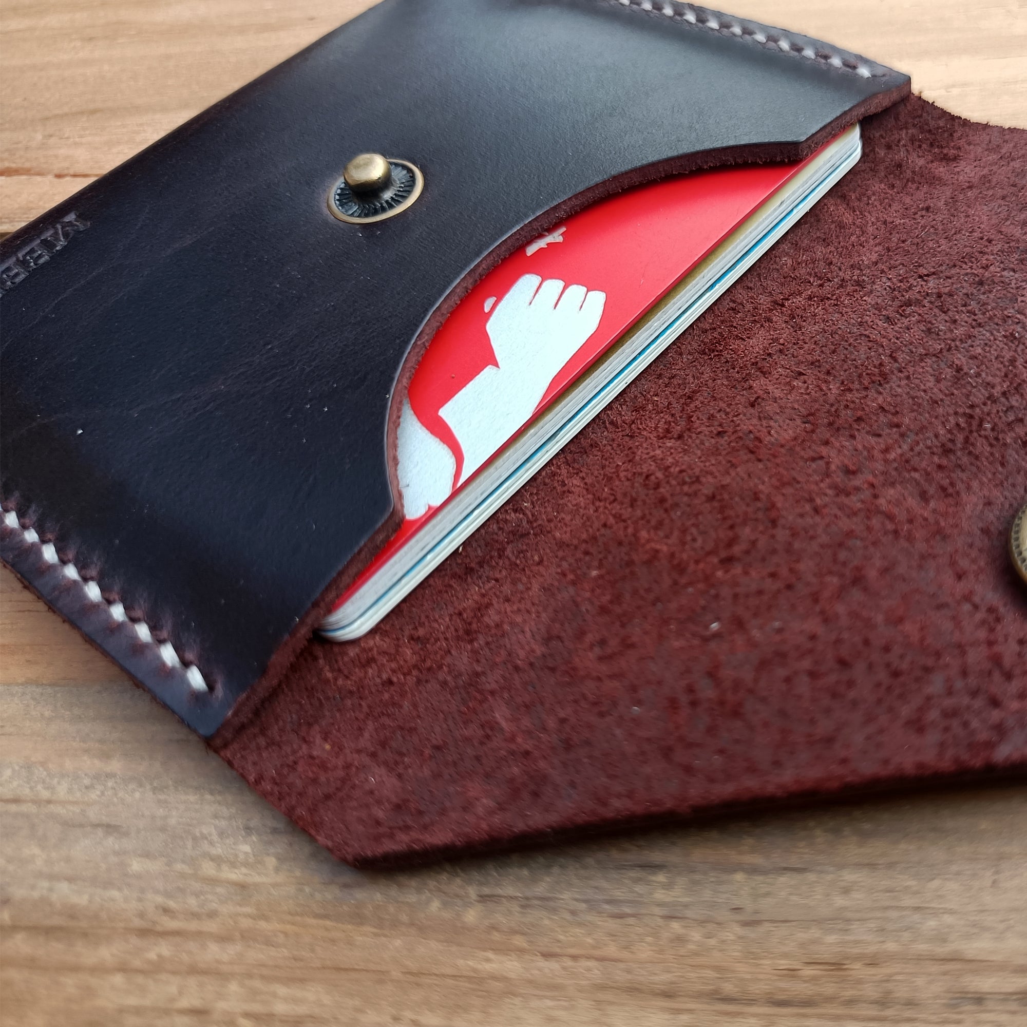 MEEBOY Handmade Leather credit card holder and coin purse,  thin wallet, slim wallet, handmade pouch